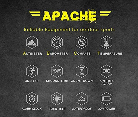 North Edge Apache Tactical Sports Watches for Men , Outdoor Survival Military Compass Rock Solid Digital Watches with Durable Band, Steps Tracker Pedometer Calories (Green)… NORTH EDGE