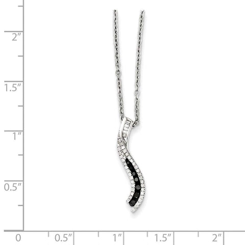 925 Sterling Silver Polished Prong set Lobster Claw Closure Black and White Diamond Pendant Necklace Jewelry Gifts for Women JewelryWeb