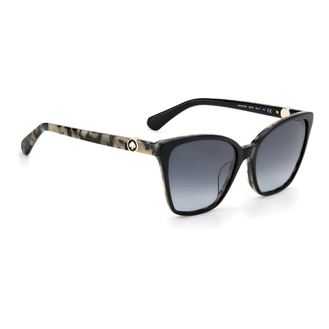 Kate Spade New York Women's Amiyah/G/S Cat Eye Sunglasses, Black/Gray Shaded, 56mm, 17mm Kate Spade New York