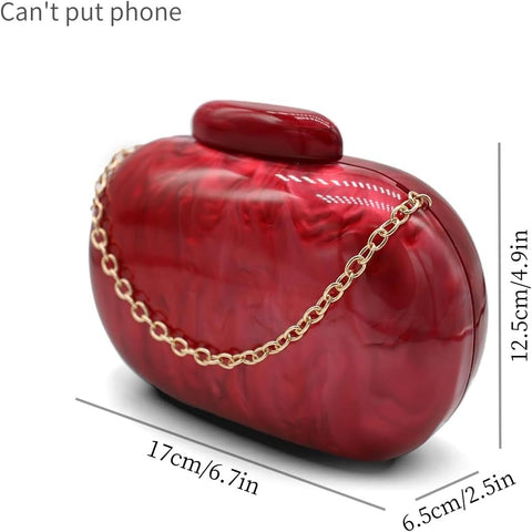 GSYPS Acrylic Evening Clutch Bag for Women Shell Shape Shoulder Crossbody Bag Glitter Marble Purse Handbag Red GSYPS