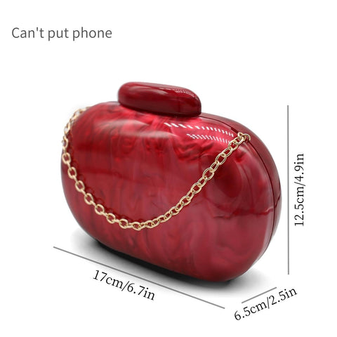 GSYPS Acrylic Evening Clutch Bag for Women Shell Shape Shoulder Crossbody Bag Glitter Marble Purse Handbag Red GSYPS