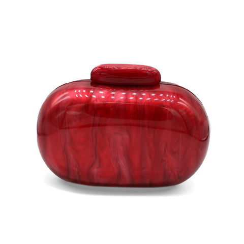 GSYPS Acrylic Evening Clutch Bag for Women Shell Shape Shoulder Crossbody Bag Glitter Marble Purse Handbag Red GSYPS
