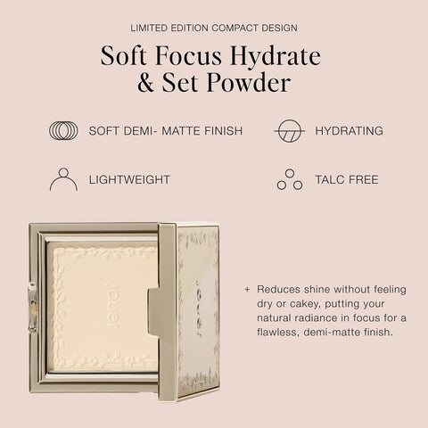 Jouer Soft Focus Hydrate + Set Powder – Talc-Free, Vegan, Lightweight Setting Powder with Hyaluronic Acid, Vitamin E & Allantoin– Universal Translucent Finish, Limited Edition Design & Gift Pink Pouch