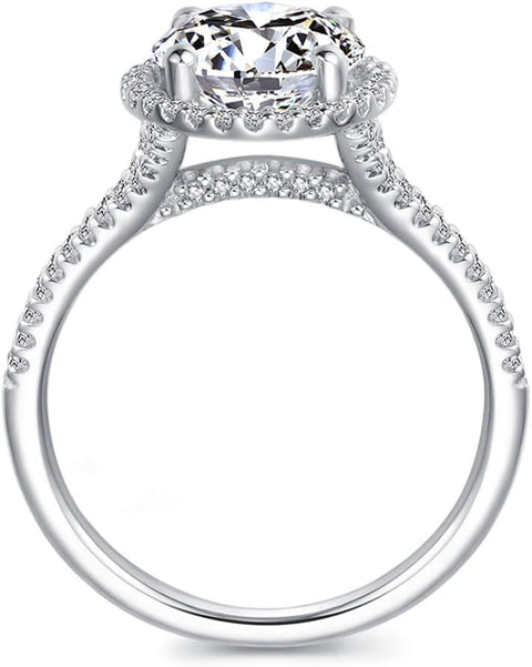 HAFEEZ CENTER 14K Gold Moissanite Engagement Ring 14K Solid Gold 2ct Moissanite Engagement Rings 14K Gold Rings for Women (White-Gold, 10) HAFEEZ CENTER