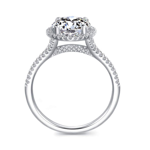 HAFEEZ CENTER 14K Gold Moissanite Engagement Ring 14K Solid Gold 2ct Moissanite Engagement Rings 14K Gold Rings for Women (White-Gold, 10) HAFEEZ CENTER