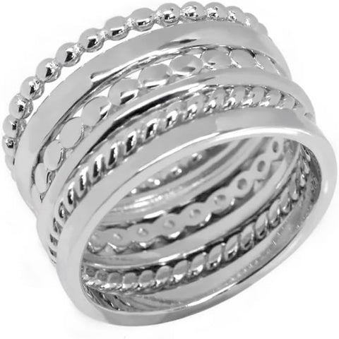 ALLYANNA 925 Sterling Silver Stackable Rings Set for Women and Teen Girls, 6 Dainty Non Tarnish Stacking Rings (7) Allyanna Gifts