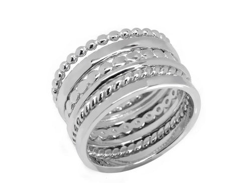 ALLYANNA 925 Sterling Silver Stackable Rings Set for Women and Teen Girls, 6 Dainty Non Tarnish Stacking Rings (7) Allyanna Gifts