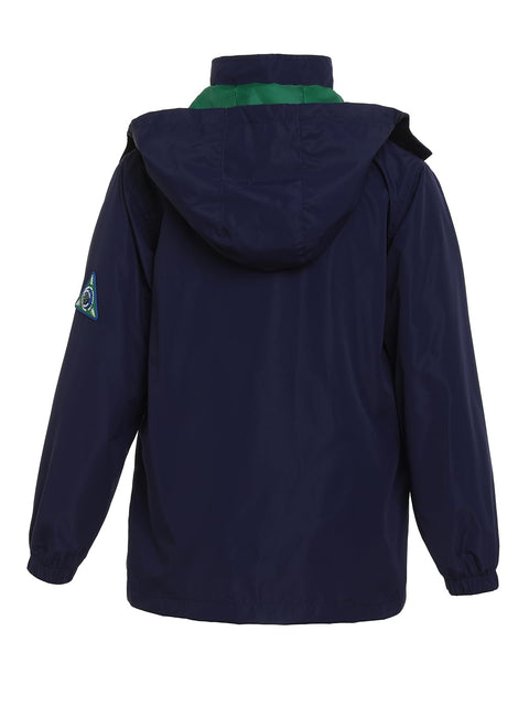SaphiRose Kids Rain Jacket Waterproof Raincoat Mesh Lined Coat with Removable Hood for Boys Girls (Navy,10-12 years)
