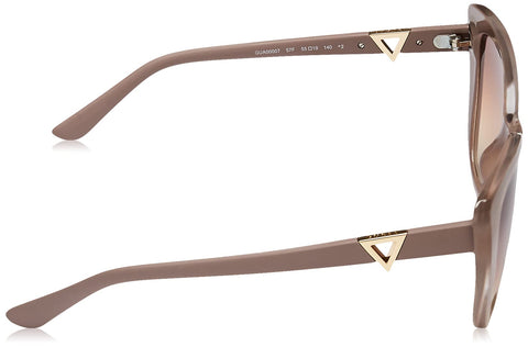 GUESS Women's Retro Inspired Cat Eye Sunglasses, Shiny Beige, 55mm GUESS