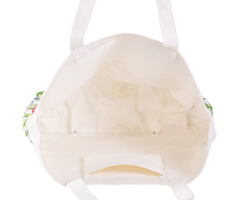 kate spade new york Canvas Tote Bag for Women, Cute Tote Bag for Work or Teacher, Canvas Beach Bag, Book Tote with Pocket, Dragonflies and Tulips