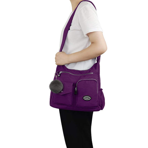 SUKRY Nylon Crossbody Bag for Women with Anti theft RFID Pocket, Waterproof Shoulder Bag Travel Purses and Handbag (Gorgeous purple) SUKRY