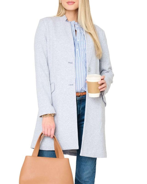 GIBSONLOOK Women Notch Collar Knit Topper, Lined Tailored Sweater Jacket, Business Casual Outfits for Women, Heather Grey- S