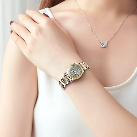 OLEVS Womens Automatic Watch Diamond Fashion Luxury Dress Mechanical Self Winding Stainless Steel Ladies Wrist Watches for Women Luminous Waterproof OLEVS