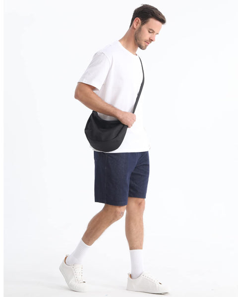 Crossbody Sling Bag for Women Men Trendy, Crescent Bag with Adjustable Strap, 2 Zippers Lightweight