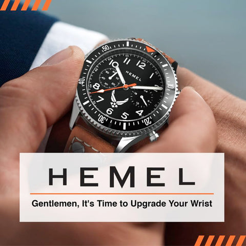 Hemel Hybrid Mechanical/Quartz Watch for Men - The Watches HFT20 USAF Special Edition w/ VK64 Meca Quartz Movement & 316L Stainless Steel Case - Luxury Mens Analog Watches, 75th Anniversary Hemel