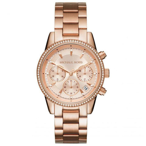 Michael Kors Ritz Chronograph Rose Gold-Tone Stainless Steel Women's Watch (Model: MK6357) Michael Kors