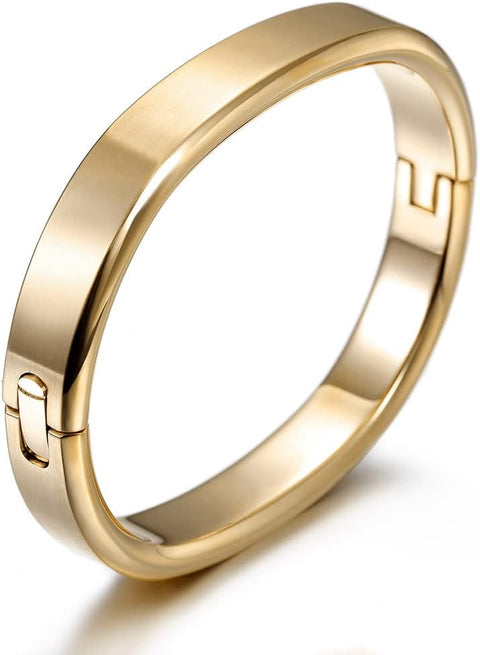 14K Gold Cuff Bracelet Bangle For Men Boys Polished Finish Cuff Black White Bangle Stainless Steel Metal Bracelet with Simple Twisted Line Design Jewelry Gift for Boyfriend CIUNOFOR