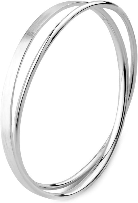Merdia 990 Solid Sterling Silver Polished and Rough Twisted Bangle Bracelet for Women | Silver Bracelets for Women | 925 Sterling Silver Bracelets for Women | Jewelry Bracelets | Ladies Jewelry 2.36" Merdia