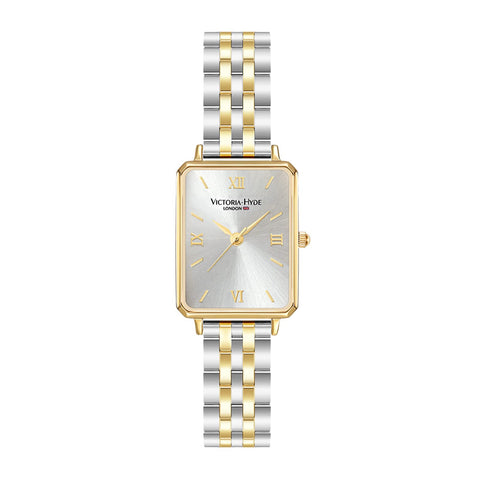 VICTORIA HYDE Women Watches Green Mother of Pearl Dial Ladies Wristwatches Genuine Leather Strap Classic Rectangular Case (Sliver) VICTORIA HYDE