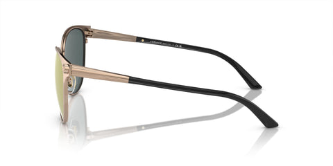 Versace Woman Sunglasses Pink Gold Frame, Dark Grey Mirror Pink Lenses, 57MM Versace