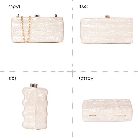 Ryxuzer Designer Handbags Clutch Purse, Mini Acrylic Shoulder Clubbing Outfits For Women Evening Clutch Pearl Phone Bag Ryxuzer