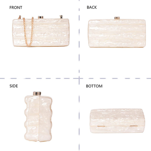 Ryxuzer Designer Handbags Clutch Purse, Mini Acrylic Shoulder Clubbing Outfits For Women Evening Clutch Pearl Phone Bag Ryxuzer