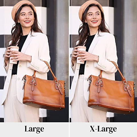 Kattee Genuine Leather Handbags Tote Shoulder Bag for Woman Satchel Designer Purse Top Handles Crossbody Bag Large Capacity Kattee