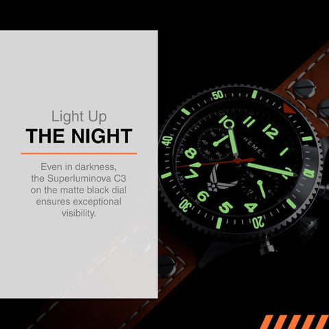 Hemel Hybrid Mechanical/Quartz Watch for Men - The Watches HFT20 USAF Special Edition w/ VK64 Meca Quartz Movement & 316L Stainless Steel Case - Luxury Mens Analog Watches, Mach Speed Hemel