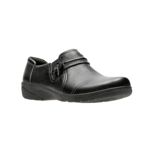 Clarks womens Cheyn Madi Slip On Loafer, Black Tumbled Leather, 8.5 Wide US