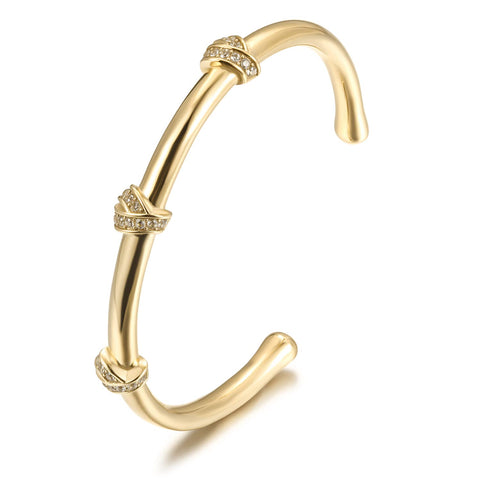 CIUNOFOR 18K Gold filledfor Her Women Teen Bracelet Bangle with Cubic Zirconia Stones Hinged Jewelry with Crystal Oval Love Friendship Birthday Present Girls CIUNOFOR
