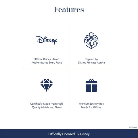 Jewelili Enchanted Disney Fine Jewelry Sterling Silver and 10K Rose Gold 1/6 Cttw Diamond Pink Sapphire Aurora Pendant