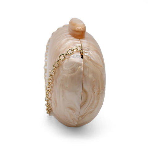 GSYPS Acrylic Evening Clutch Bag for Women Shell Shape Shoulder Crossbody Bag Glitter Marble Purse Handbag Champagne GSYPS