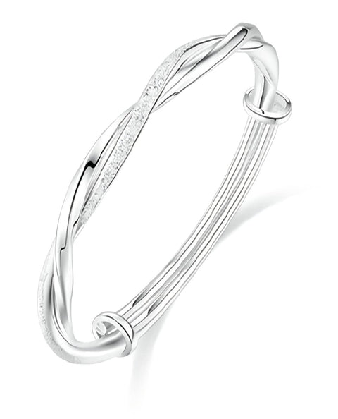 Kim Carrey S925 Silver Bangle Bracelet for Women, Elegant Women‘s Sterling Silver Bracelet Bangle Adjustable 6.4-7.8 inches Small Size (Mobius) Kim Carrey
