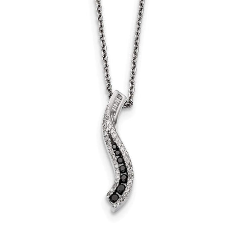 925 Sterling Silver Polished Prong set Lobster Claw Closure Black and White Diamond Pendant Necklace Jewelry Gifts for Women JewelryWeb