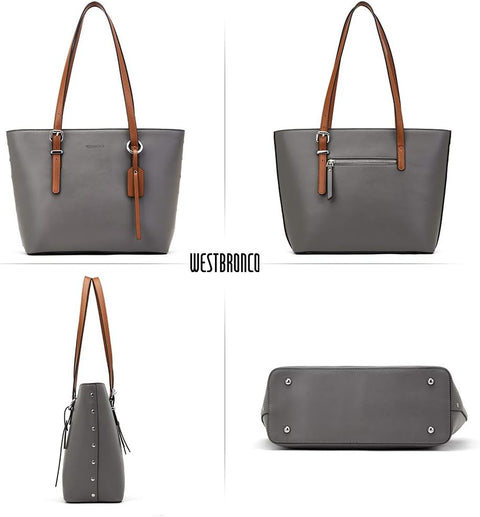 WESTBRONCO Purses For Women Vegan Leather Purses and Handbags Large Ladies Tote Shoulder Bag WESTBRONCO