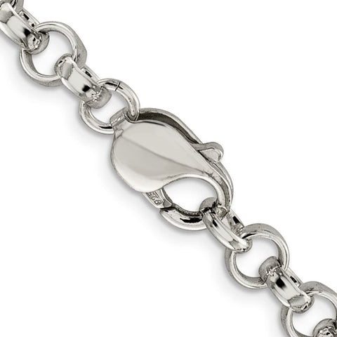 925 Sterling Silver Polished 6.75mm Fancy Link Necklace 24 Inch Lobster Claw Jewelry Gifts for Women JewelryWeb