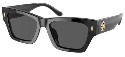 Tory Burch Women's TY7169U Universal Fit Rectangular Sunglasses, Black, 52mm Tory Burch