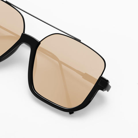 GUVIVI Retro Oversized Aviator Sunglasses for Women Men Square Semi-Rimless Double Bridge Sun Glasses 70s Trendy Shades Pilot-style Brown Pink