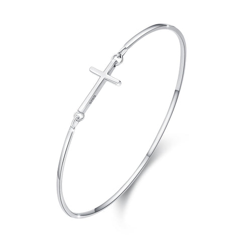 MEDWISE Womens Cross Bangle Bracelet 925 Sterling Silver Infinity Cross Bracelet Fashion Layer Bracelets Christian Religious Bracelet Jewelry Gifts MEDWISE