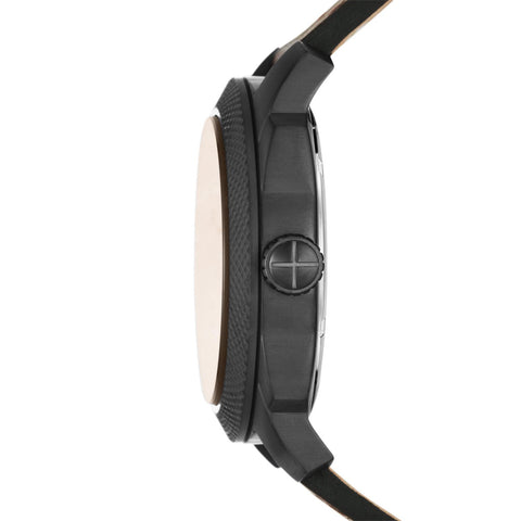 Fossil Men's Machine Quartz Stainless Steel and Leather Three-Hand Watch, Color: 49mm Black/Brown (Model: FS5972)