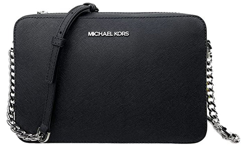 Michael Kors Women's Jet Set Item Crossbody Bag in Black with Silver hardware (Black/Silver) Michael Kors