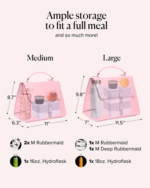 BEAUTYGOODIES Large Pink Lunch bag, Insulated Lunch Purse, Insulated Lunch Bag, Modern Lunch Box For Women, Lunch Bag Woman Leather, Chic Large Lunch Tote, Cooler Bag BEAUTYGOODIES