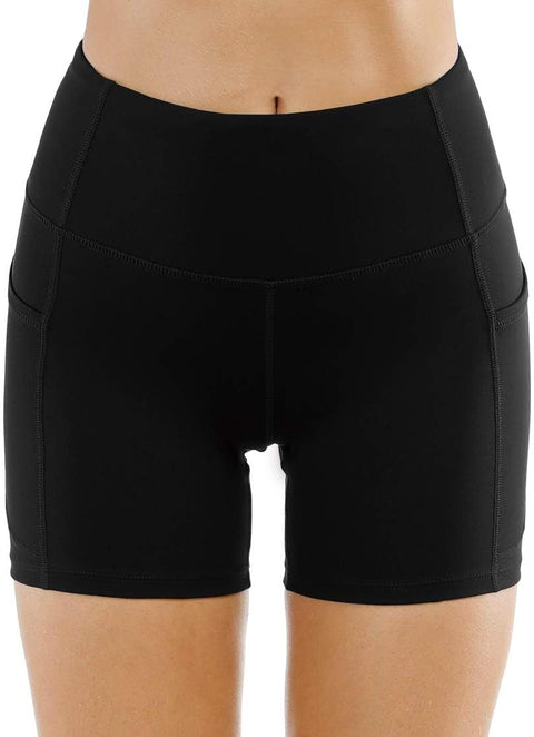 THE GYM PEOPLE High Waist Yoga Shorts for Women Tummy Control Fitness Athletic Workout Running Shorts with Deep Pockets (Small, Black) THE GYM PEOPLE