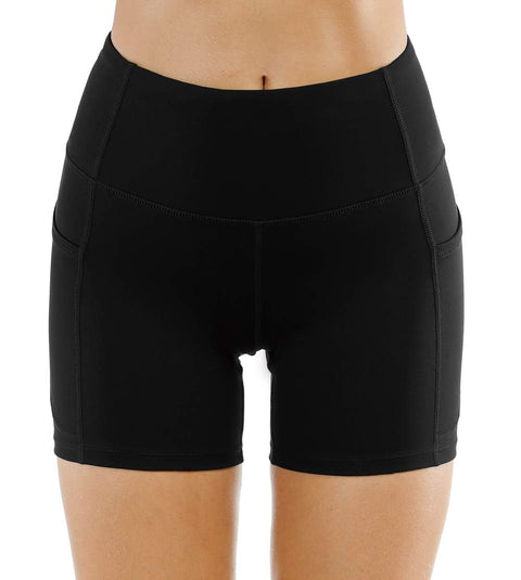 THE GYM PEOPLE High Waist Yoga Shorts for Women Tummy Control Fitness Athletic Workout Running Shorts with Deep Pockets (Small, Black) THE GYM PEOPLE