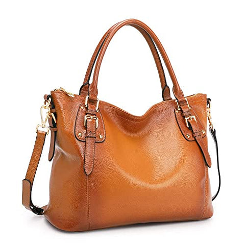 Kattee Genuine Leather Handbags Tote Shoulder Bag for Woman Satchel Designer Purse Top Handles Crossbody Bag Large Capacity Kattee