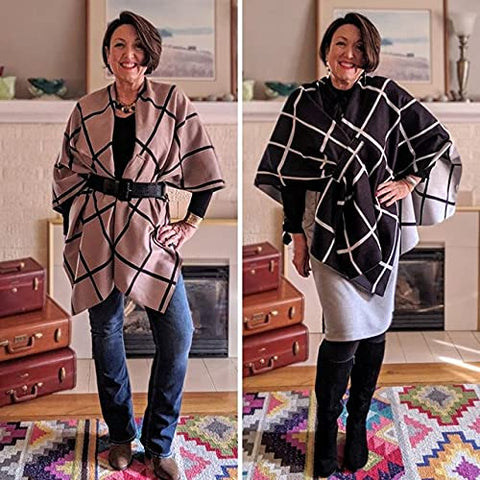 Moss Rose Women's Travel Gift Shawl Wrap Poncho Ruana Cape Open Front Cardigan for Fall Winter Holiday Moss Rose