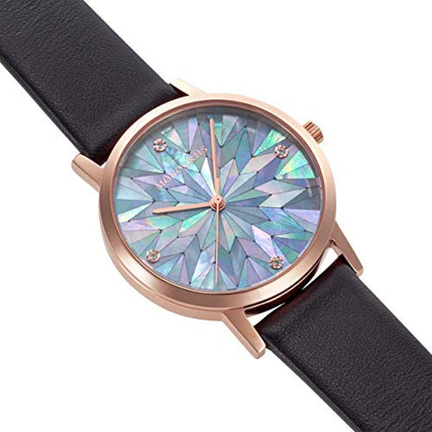 monogriis Women's Watch Mother of Pearl Dial Analogue Display Japan Brand (Black x Black) monogriis
