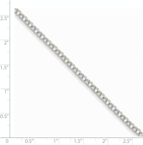 14k White Gold 3.5mm Solid Double Charm Pendant Necklace Bracelet 7 Inch Lobster Claw Jewelry Gifts for Women JewelryWeb