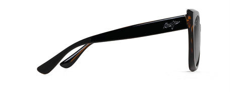 Maui Jim Women's Pakalana Polarized Fashion Sunglasses, Black w/Tortoise Interior/Neutral Grey, Medium Maui Jim