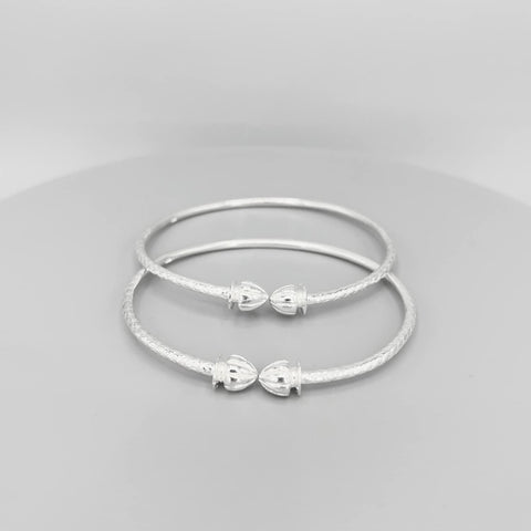 Better Jewelry Acorn .925 Sterling Silver West Indian Bangles (Pair) (MADE IN USA) Better Jewelry